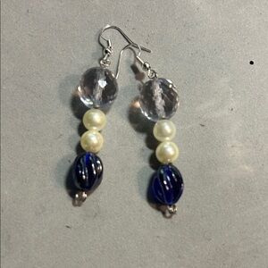 Elegant Silver and Blue Dangle Earrings